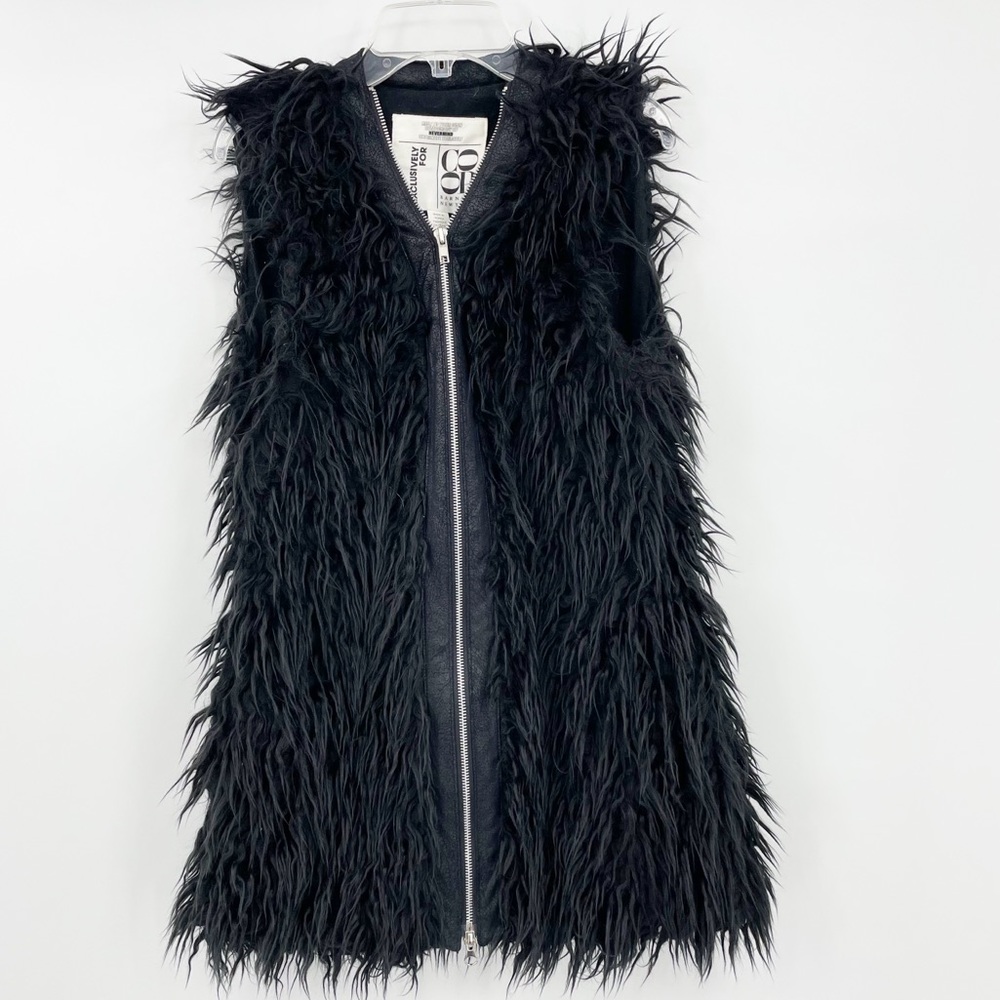 Barney’s CO OP Faux Fur Black Vest Zip Up Small